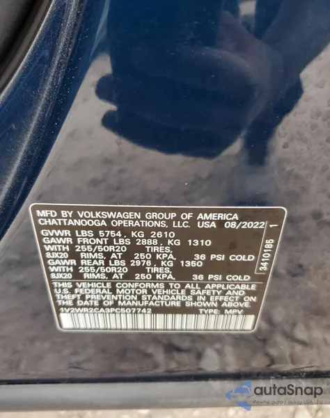 2023 Volkswagen Atlas 3.6L V6 Se W/Technology from USA, damaged, VIN 1V2WR2CA3PC507742